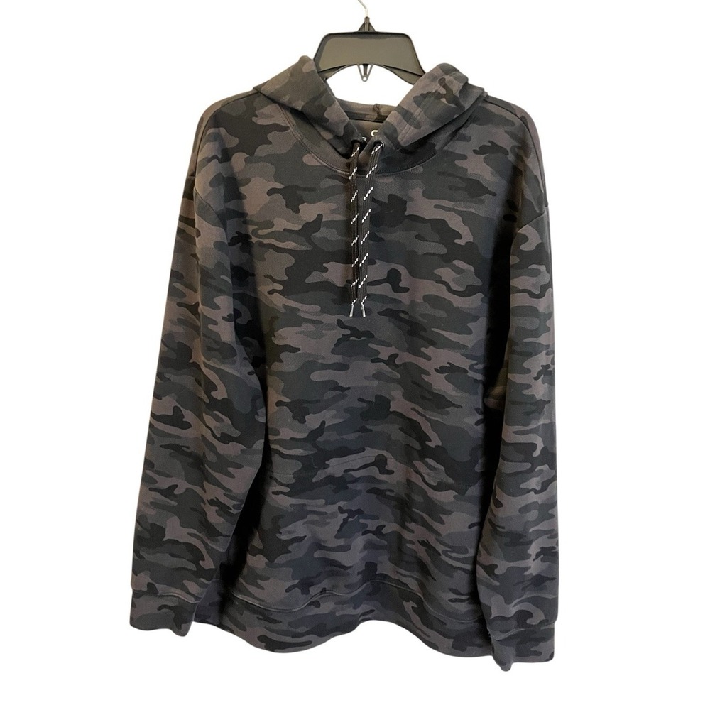GapFit Performance Hoodie Black‎ Gray Camo Pullover XXL